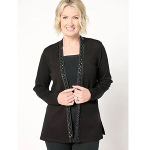 Susan Graver Black Ponte Long Sleeve Cardigan Size Medium